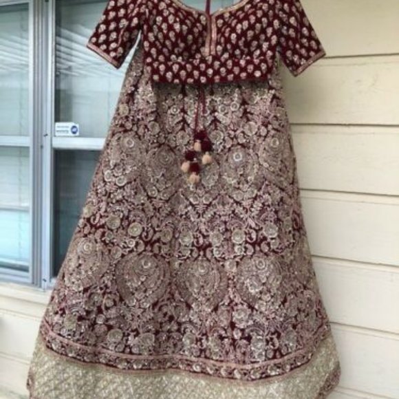 Asopalav Other - Indian Bridal Lehenga Deep Red velvet/silk